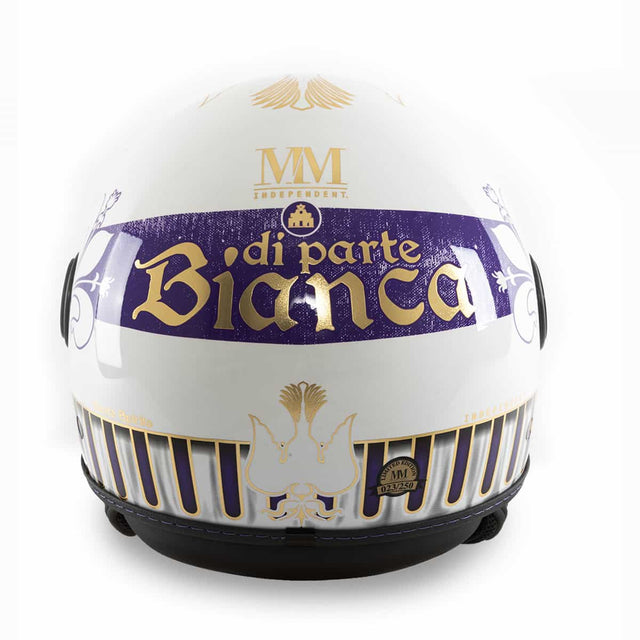 casco calcio storico bianchi vista posteriore