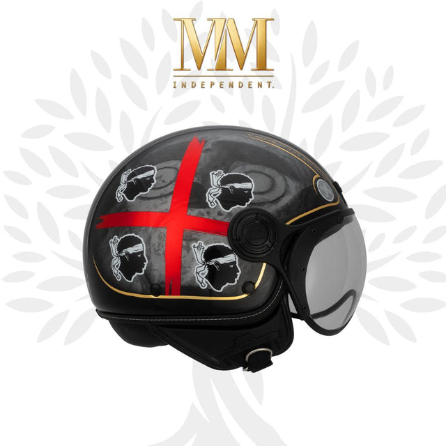 Casco jet con Grafica Sardegna nero