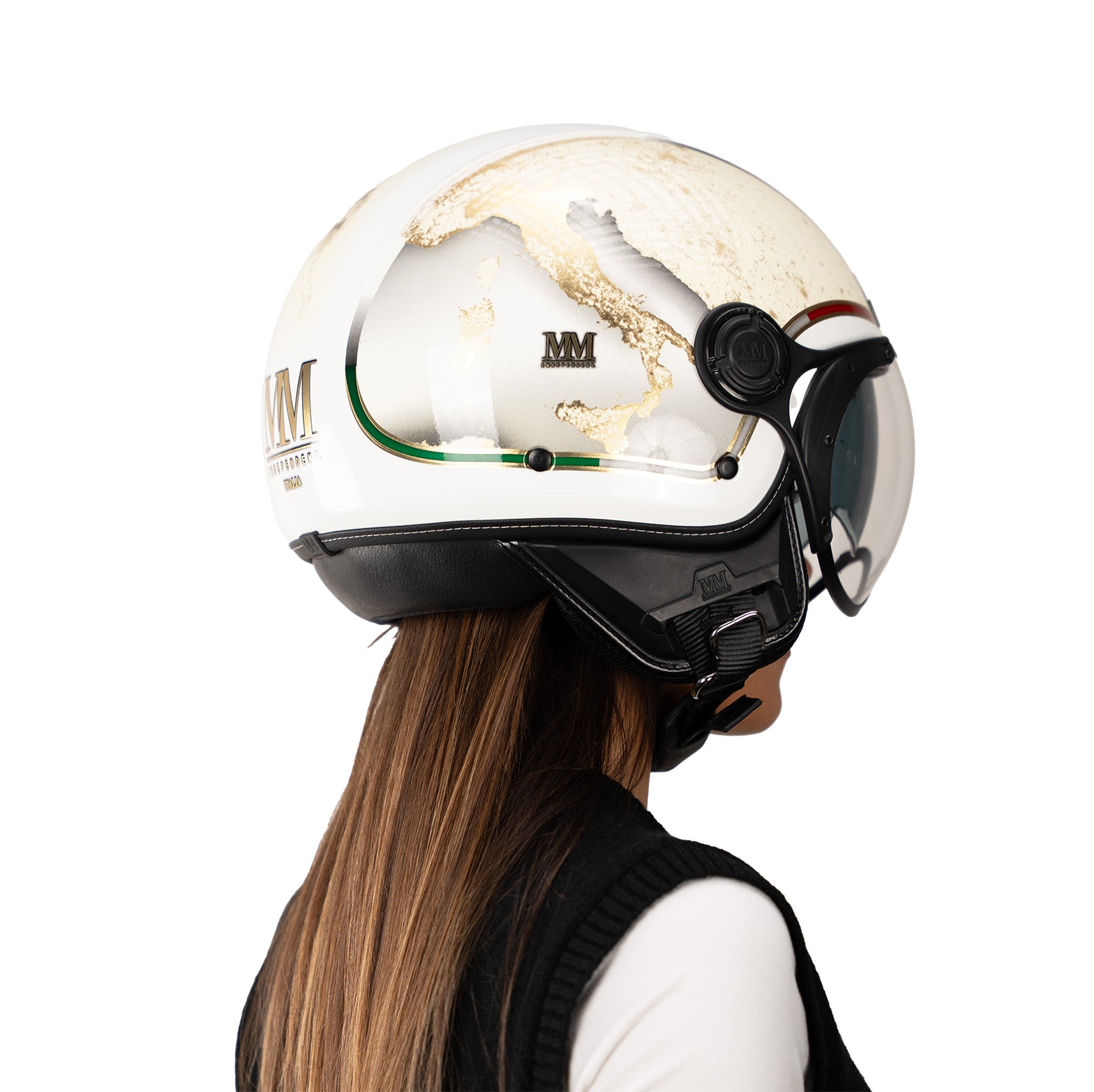 Italy Horizon White Jet Helmet: Limited Edition, champagne