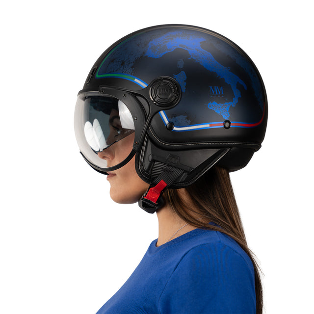 Italy Impulse Black Jet Helmet: Limited Edition, electric blue
