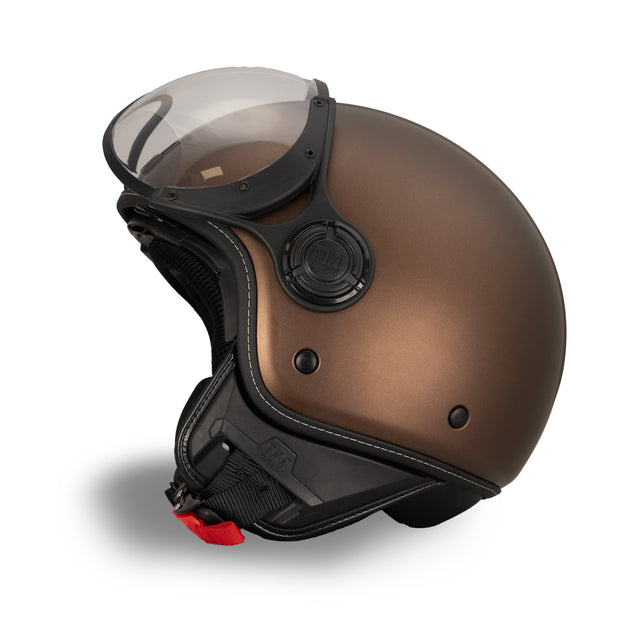 A-Ventura Brown Monochrome jet helmet, heritage elegance no graphics – MM Independent